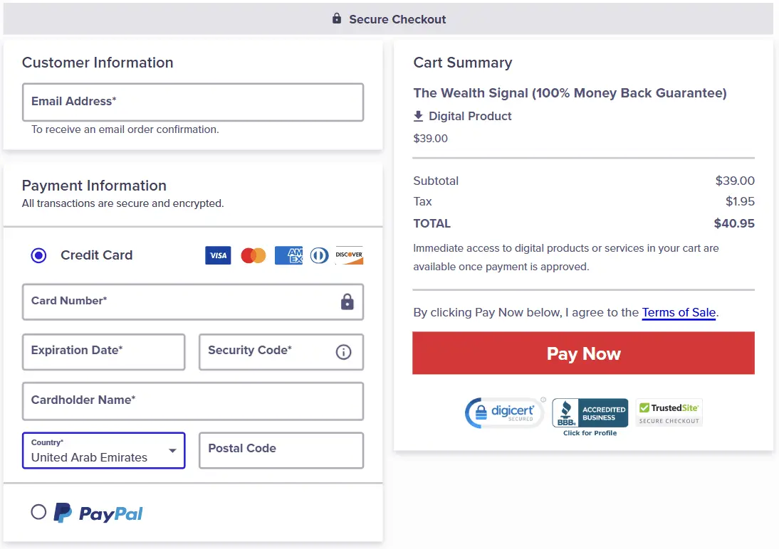 The wealth signal Order_Page